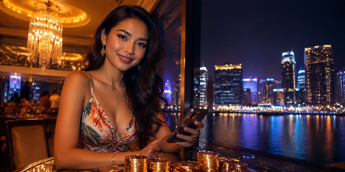 Pengguna menikmati permainan kasino live angsa4d sambil duduk santai di kafe Indonesia