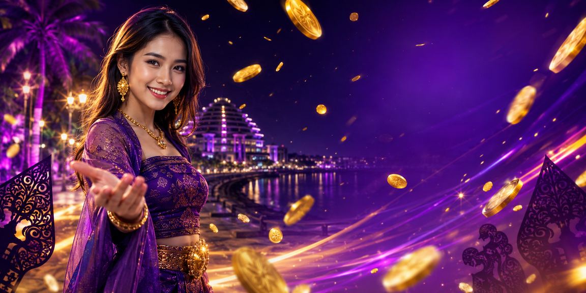 Suasana kasino neon modern dengan permainan game online malam hari di Indonesia