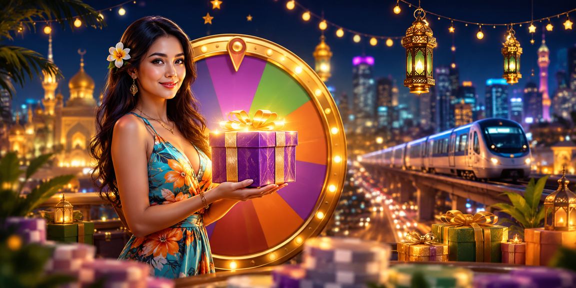 Meja roulette di suasana festival malam yang ramai dengan pemain antusias
