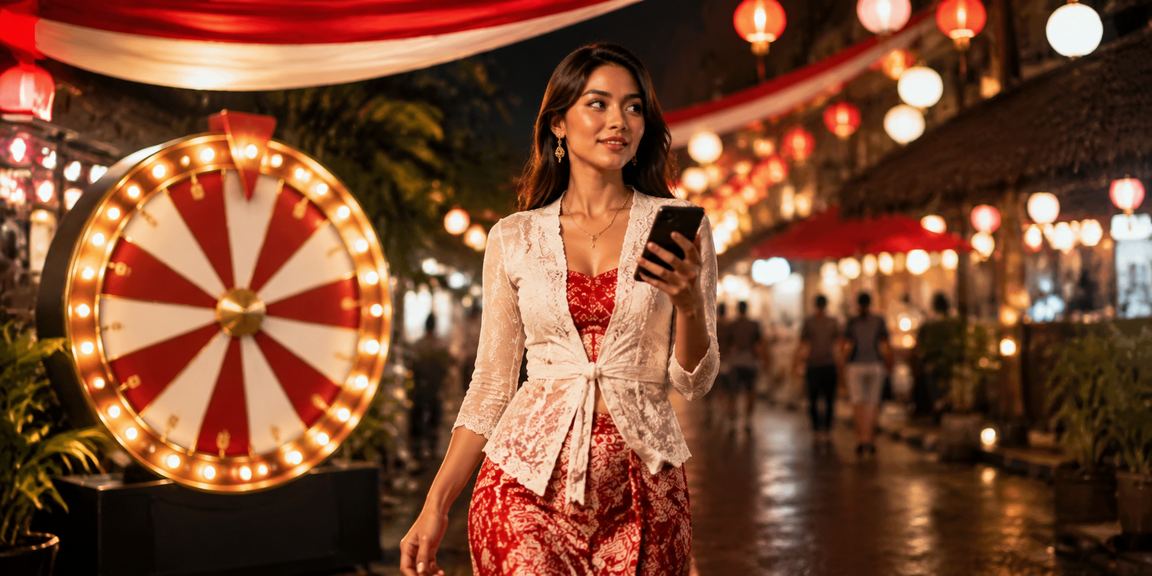 Suasana lucky draw di pasar malam Indonesia dengan antusias peserta berhadiah